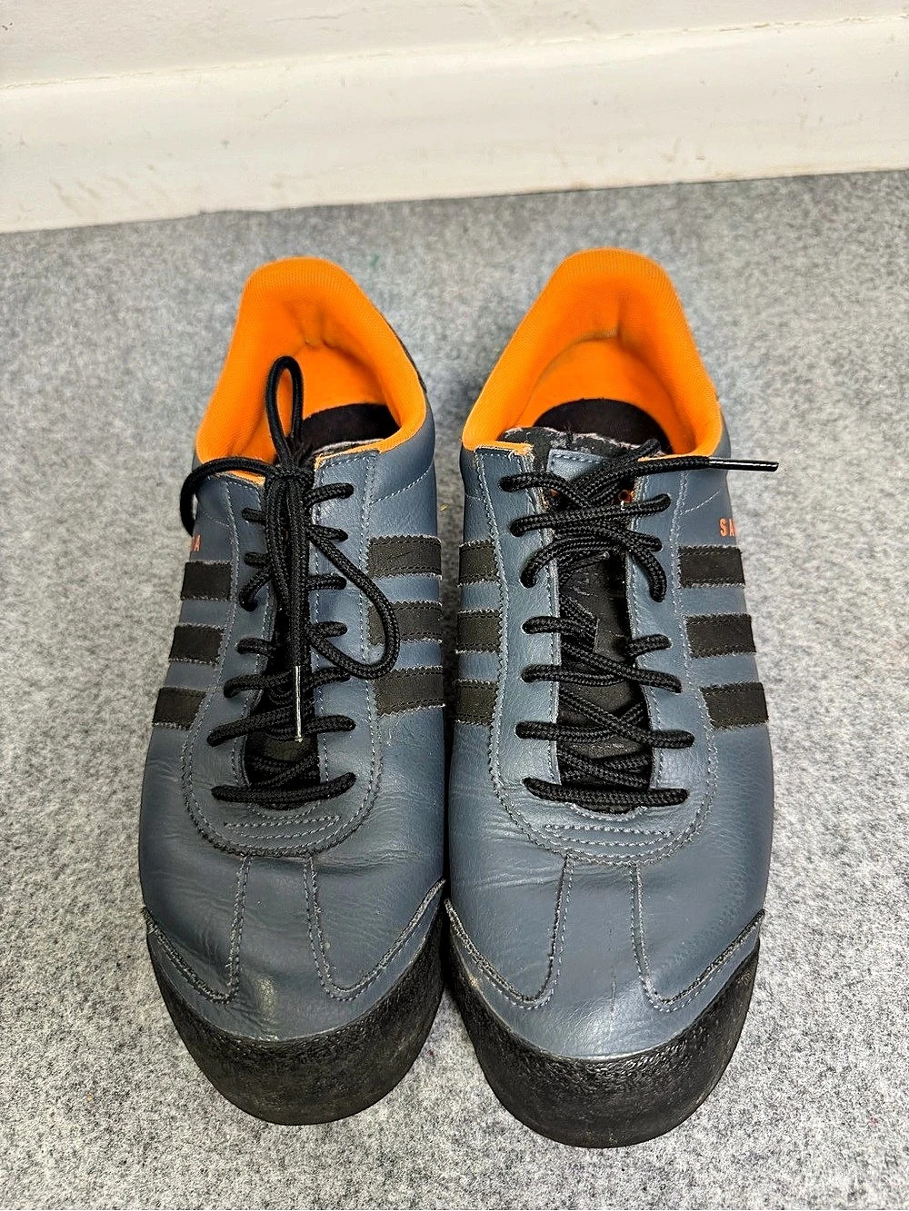 adidas Samoa Men's Sneakers Distressed  Leather look Blue Grey & Black US 8.5